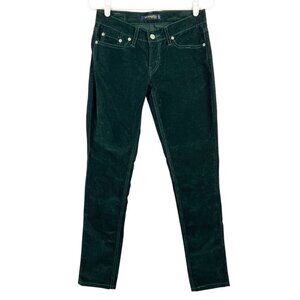Levi's 524 Women's Stretch Too Superlow Skinny Green Corduroy Pants Size 26x30